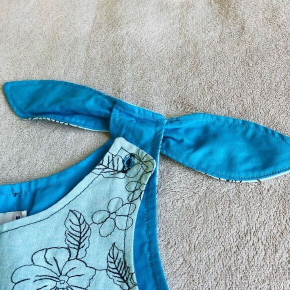 NWOT Gracie Day Little Girl’s Blue Floral Tank Button Tie Dress - Picture 6 of 8